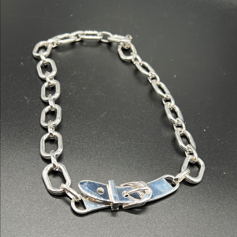 Ralph Lauren Silver Buckle Chain Necklace - Picture 5 of 7